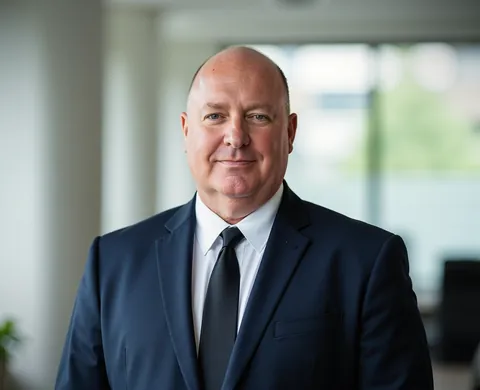 Portrait of Mark Costello in a navy suit